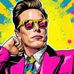 Elon Musk, version Pop. avec Midjourney. Gennn, l'actualité des intelligences artificielles génératives.