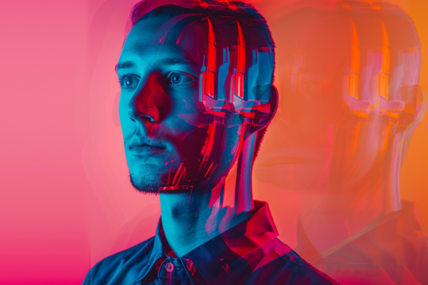 homme machine. Midjourney. Gennn, l'actualité des intelligences artificielles génératives.