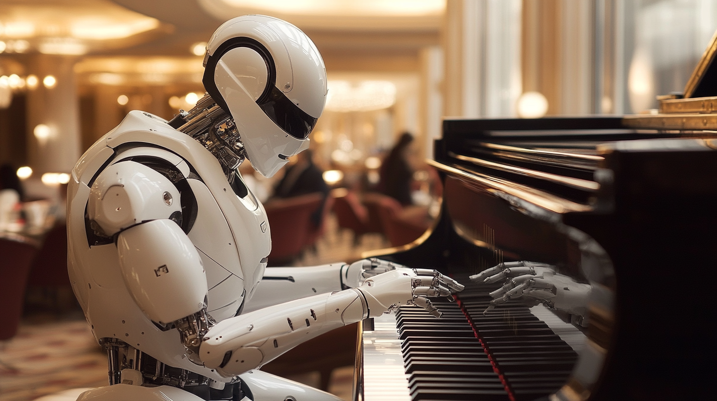 Robot jouant du piano – fusion entre intelligence artificielle et musique.